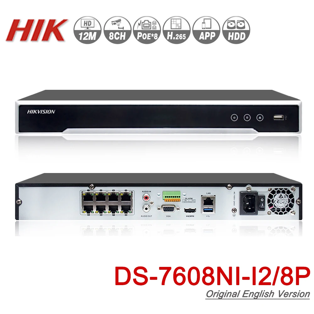Hikvision оригинальный мобильный телефон 4 к Nvr DS-7608NI-I2/8 P видео Регистраторы 8CH 2 SATA с 8