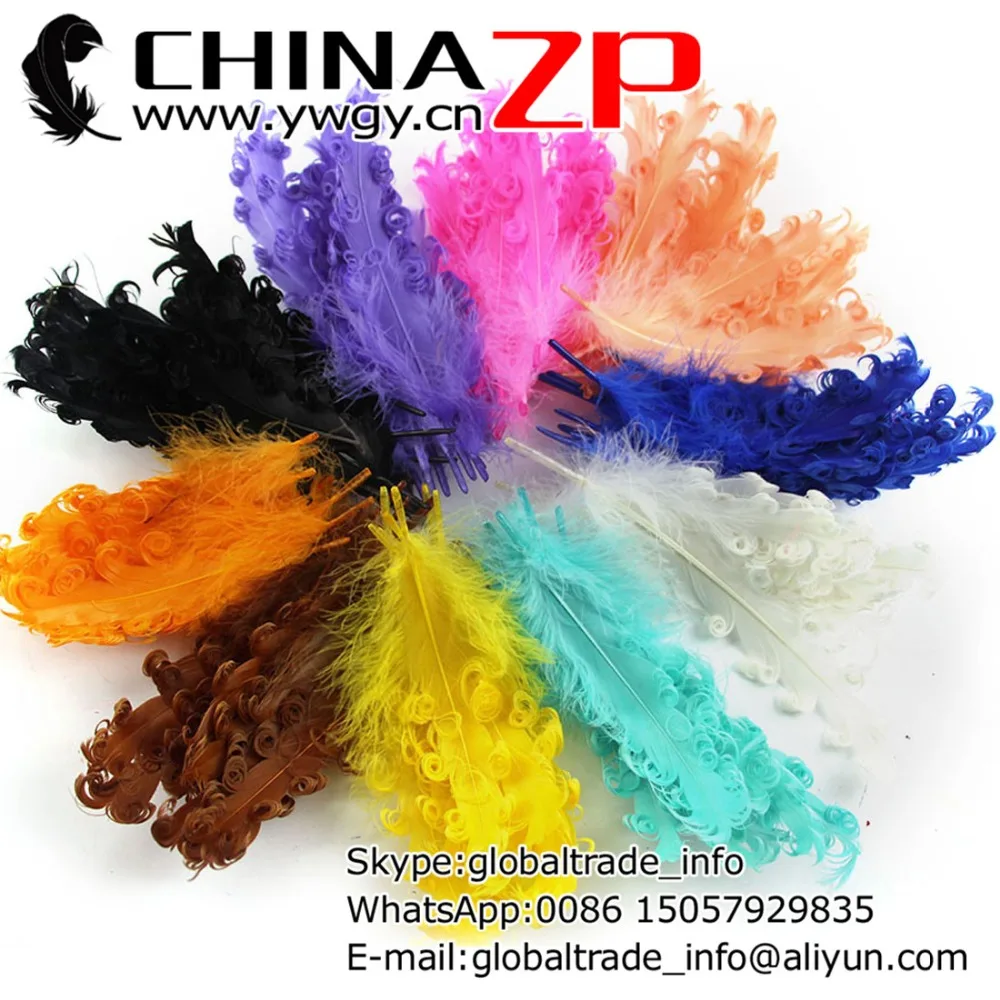 

CHINAZP Factory 100pieces/lot Top Quality Dyed Multicolors Curled Goose Satinettes Loose Feathers for Children Handwear