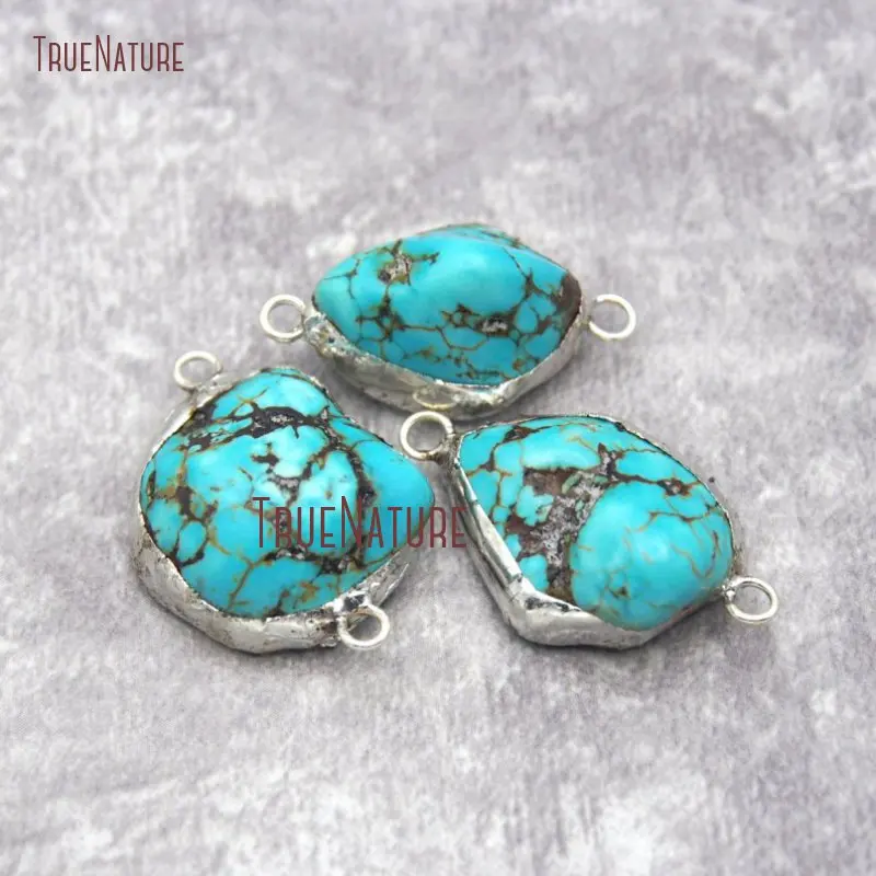 

Серебристый паяльный Бирюзовый соединитель Howlite Nugget PM26927