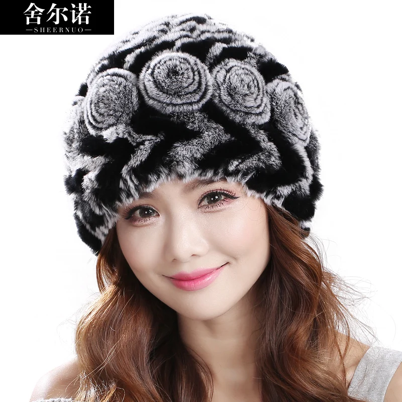 Sheernuo/Новая Соломенная Шапка с отворотами из кроличьего меха детская зимняя