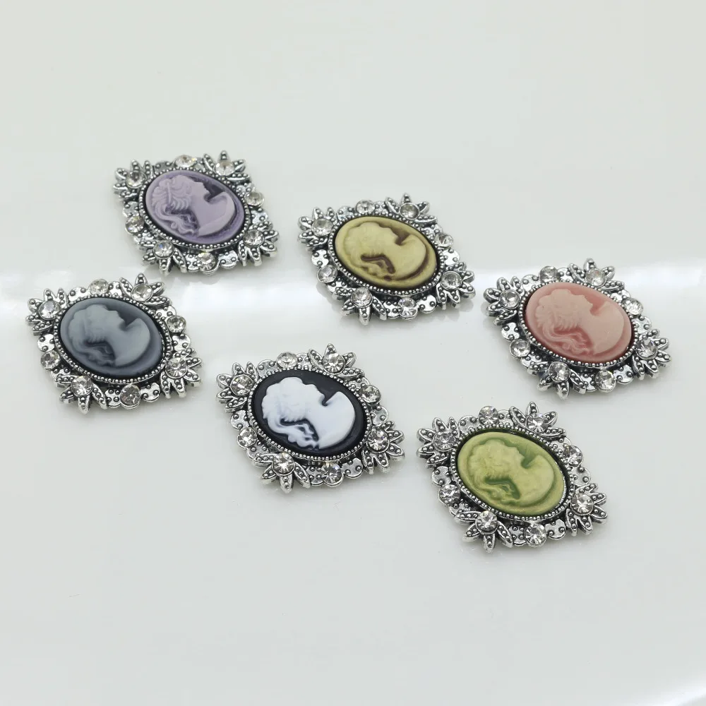 10 шт. декоративные пуговицы для волос в стиле ретро|oval rhinestone button|rhinestone buttonsalloy button |