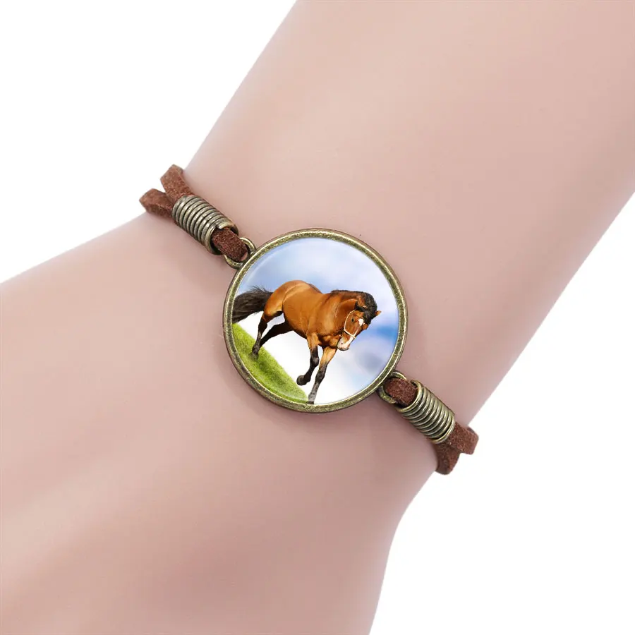 Винтаж лошадь стекло кабошон браслет-цепочка браслет для девочек Для женщин