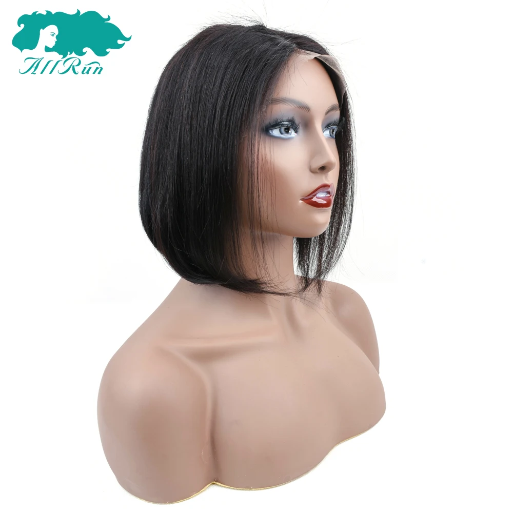 Бразильские волосы на кружеве al прямые боб парики 10 дюймов кружева спереди