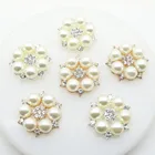 Металлические круглые стразы с кристаллами и жемчужинами, 27 мм, 10 шт.