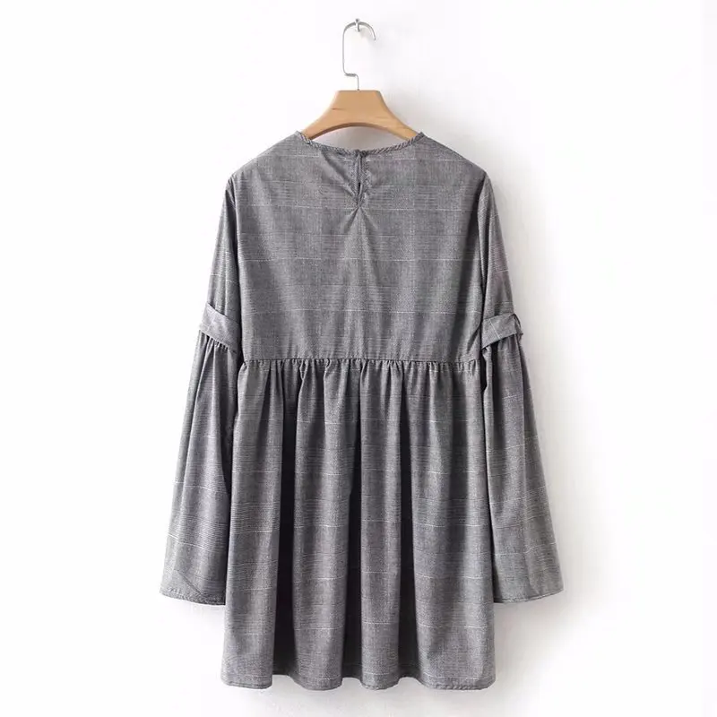 Платье H. SA женское повседневное плиссированное с длинным рукавом и бантом|dress