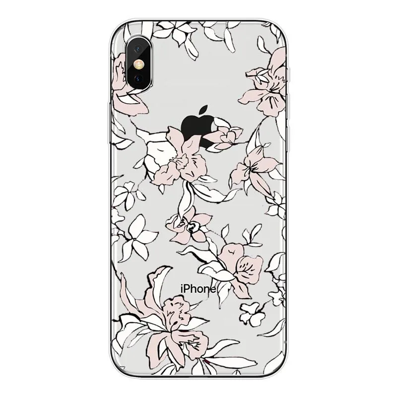 Petalas цветочный pintado Casos de telefone Para O iphone X XR XS Max Brilhante suave силиконовый чехол задняя крышка para 5 6 7 8 Plus - Цвет: TPU