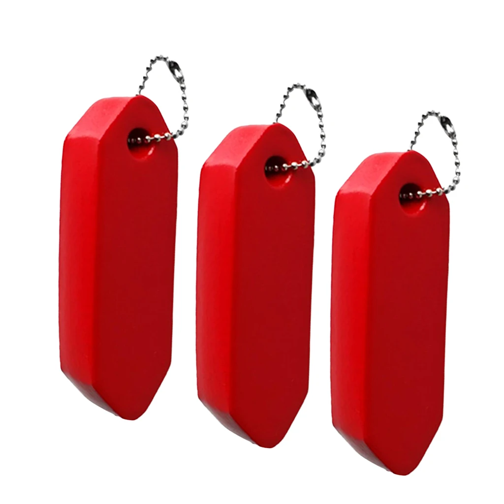 

3pcs Vinyl Coated Red Floating Keychain Key Floats Keyring Fob for Sailing