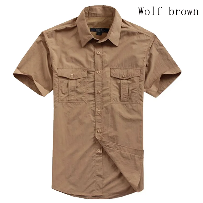 wolf brown Летняя рубашка, дышащая, для альпинизма, охоты, военная, с коротким рукавом, рубашки, тактический стиль, высокое качество, Полицейская рубашка - Цвет: wolf brown