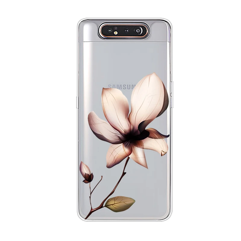 Чехол для Samsung Galaxy A80 мягкий прозрачный силиконовый чехол из ТПУ с цветочным