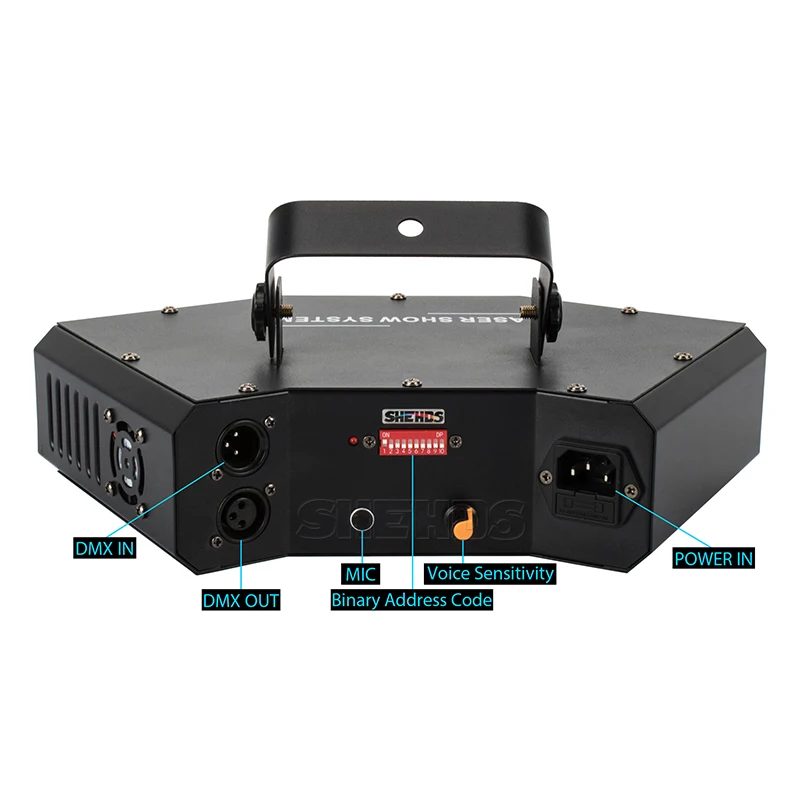 Четыре глаза красный зеленый синий секторный сканер гобо лазер DMX512 сценический эффект Освещение хорошо для DJ Дискотека вечерние свадебные украшения и бар
