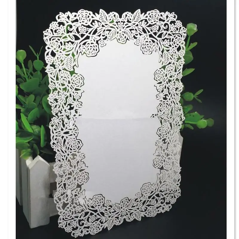 

50pcs Delicate Carved Flowers Noble Wedding Party Invitation Card for Wedding Business Party Birthday Decoration Supplies