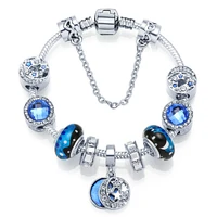 star moon legend glittering glass beads blue glass charm bracelets for women jewelry kids bangles bracelets
