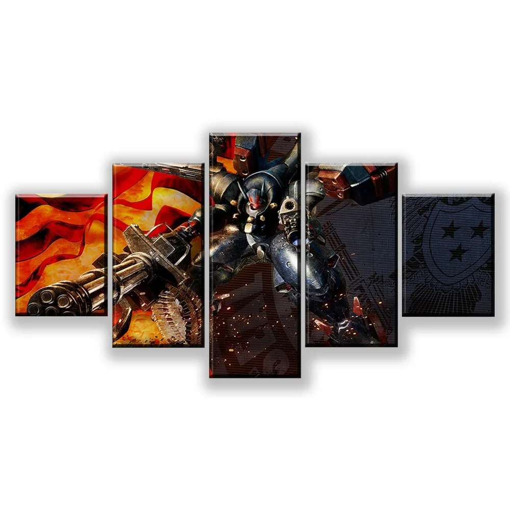 

5 Piece Wall Art Paintings Metal Wolf Chaos XD Video Game Poster Wall Sticker Canvas Paintings GUNDAM HD Picture Game Poster