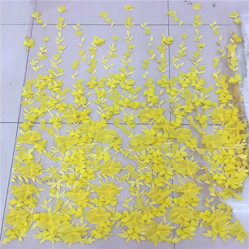 VILLIEA желтая африканская кружевная ткань 3D цветы французская сетчатая 2018