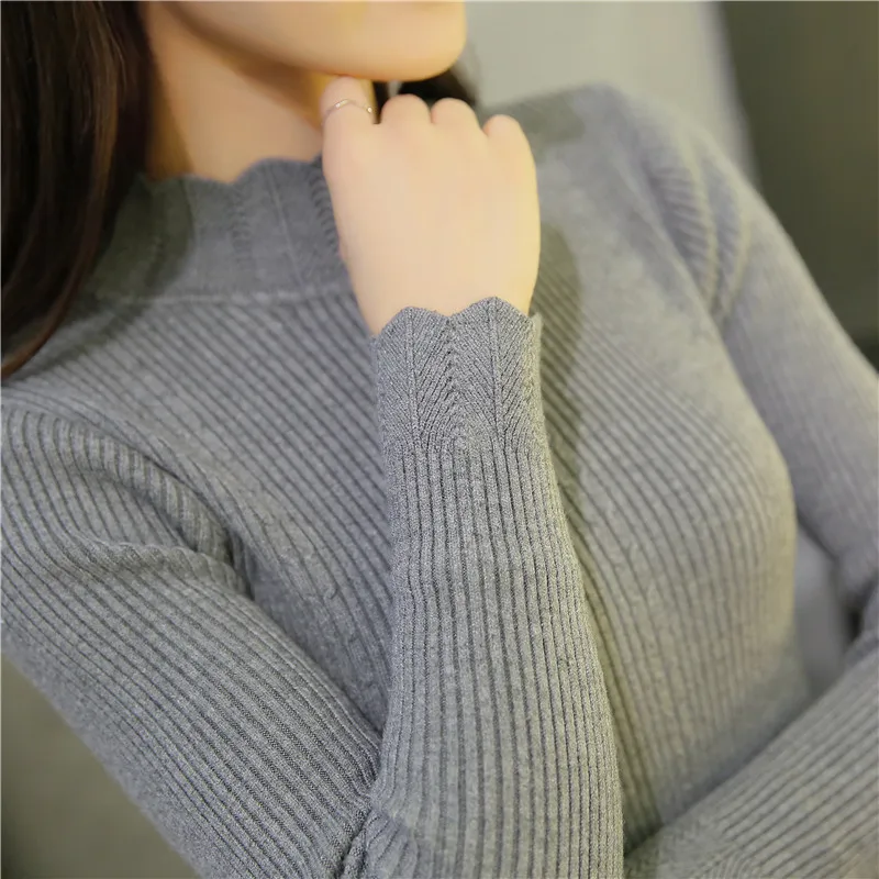 OHCLOTHING, новинка, Модный женский весенне-осенний пуловер, свитер, женский свитер с длинным рукавом, водолазка, тонкая Базовая рубашка Топ