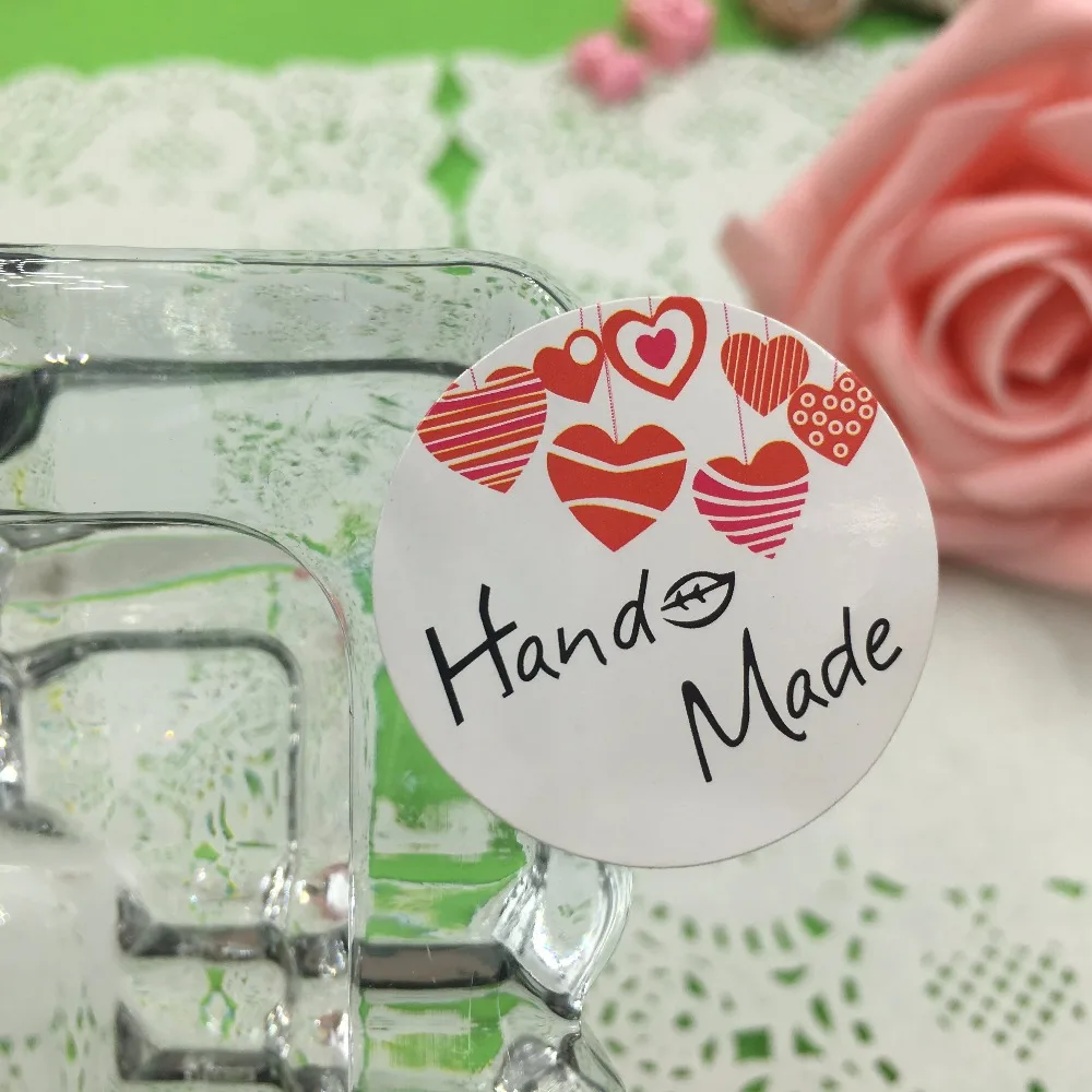 100 шт. "Hand Made" Круглый Белый крафт конфеты этикетка наклейка DIY стикер Для Свадебные украшения