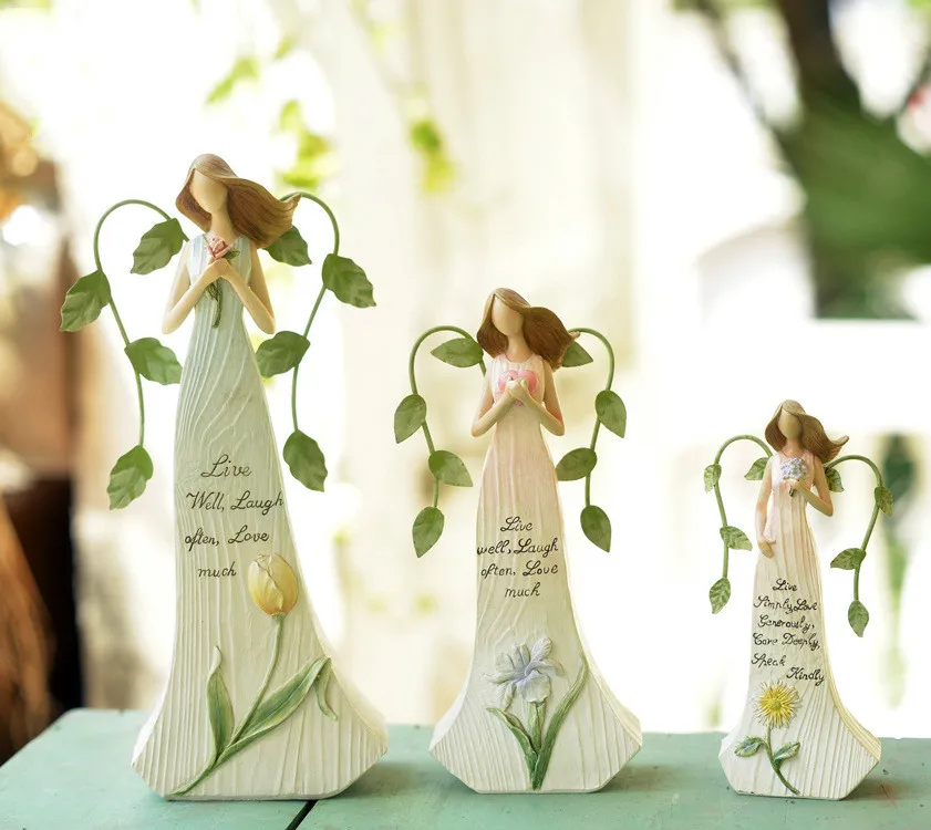 Kawaii Цветочная фея ангел статуя Домашний Декор цветочный эльф Изделия из смолы