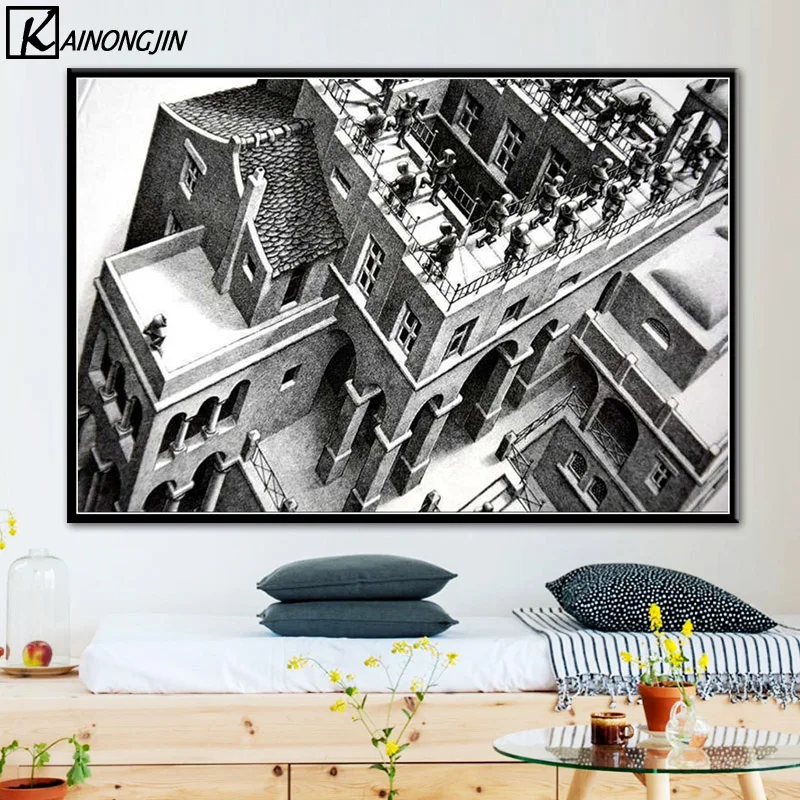 012 Плакат Escher Surreal геометрические плакаты и принты Холст Живопись стены Искусство картина для гостиной украшение дома - Цвет: 012