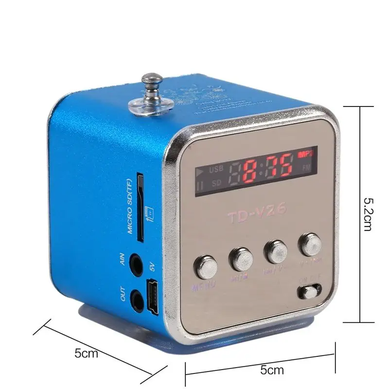 Мини-динамик портативный TD-V26 MP3 музыкальный плеер с ЖК-поддержкой fm-радио микро TF