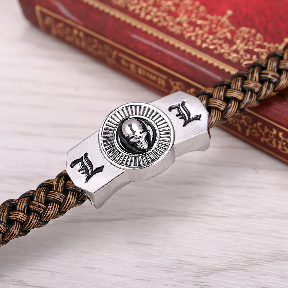 Мужской кожаный браслет с черепом J Store коричневый сувенирный Браслет тетрадь