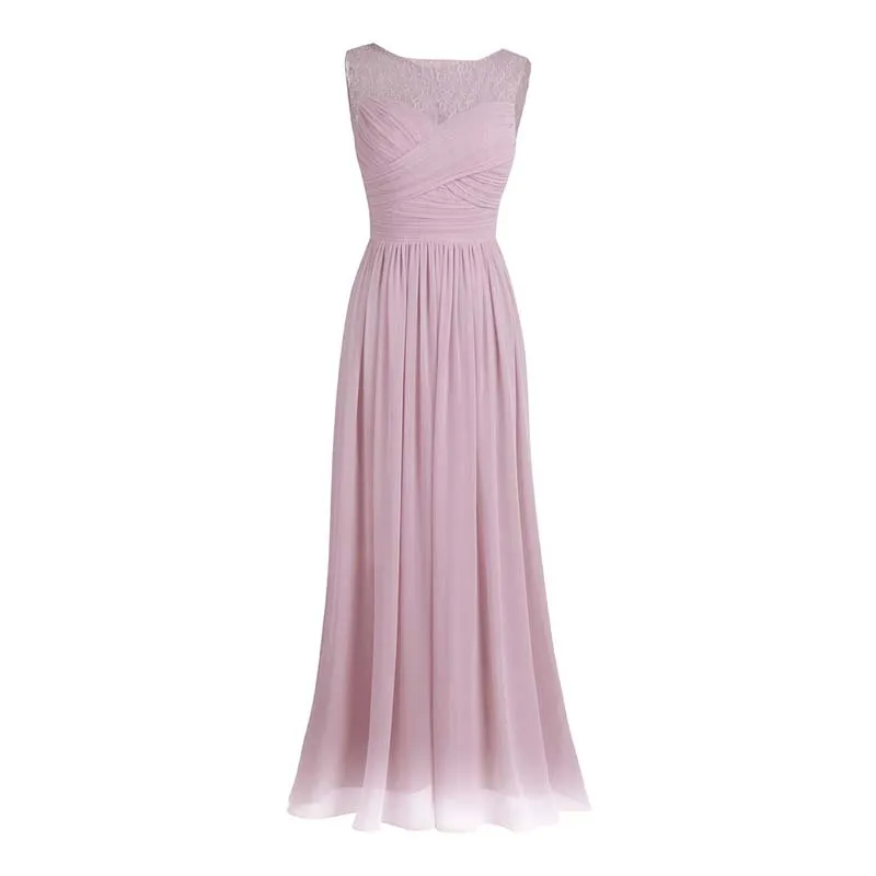 Dusty Rose Коралловое абрикосовое женское шифоновое кружевное платье длиной до пола, платье подружки невесты, длинное платье для выпускного вечера размера плюс, платья для подружки невесты - Цвет: Dusty Rose
