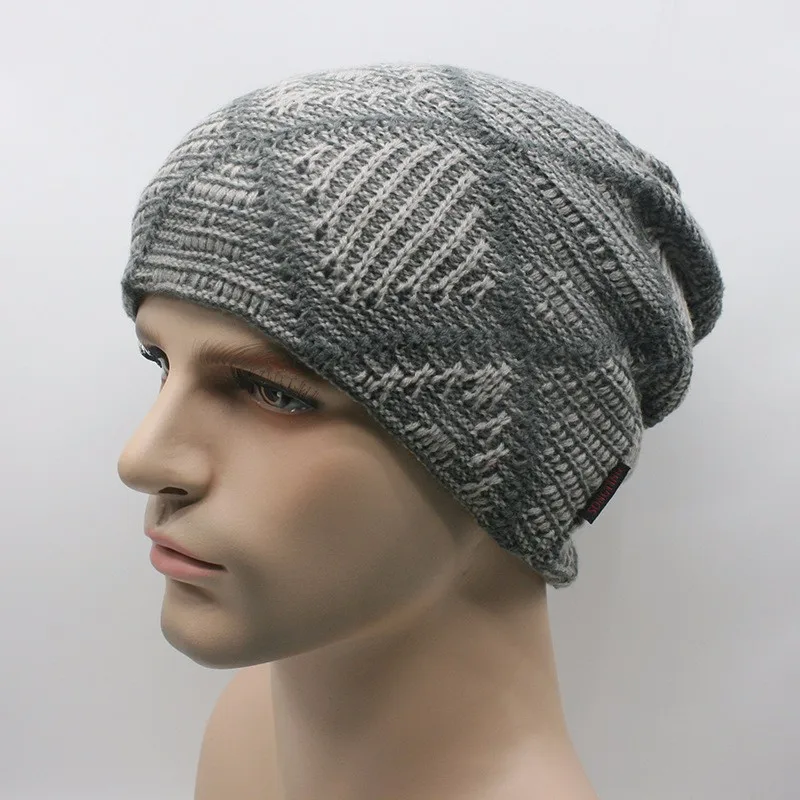 [Aetrends] Зима Шапки Для мужчин Hat шапочки Skullies с бархатом внутри Z