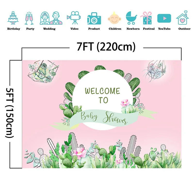 Кактус тематический фон Добро пожаловать ребенок душ розовый День Рождения