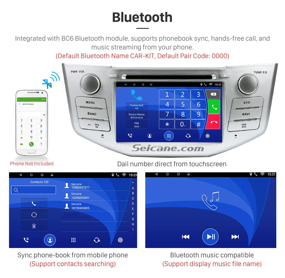 Seicane " 2din HD сенсорный экран Android 8,0 DVD мультимедиа Bluetooth gps для Toyota Harrier lexus rx300 330 350