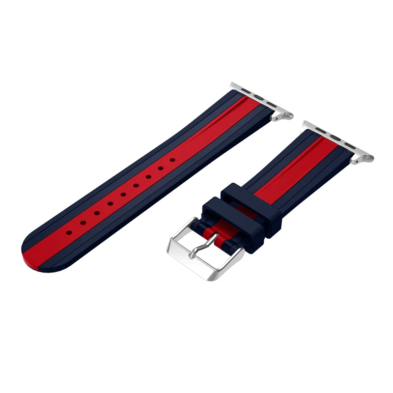 blue red Osrui силиконовый ремешок для спортивных часов для Apple Watch, версии 4 полосным 44 мм 40 мм, correa, наручных часов iwatch серии 4/3/2/1 42 мм/38 мм браслет на запястье с резиновой лентой - Цвет ремешка: blue red