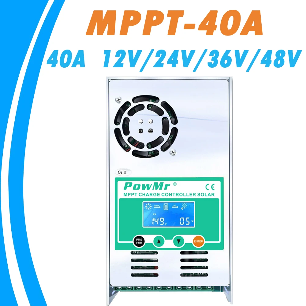 MPPT 40A Контроллер заряда и разряда 12 В 24 в 36 в 48 в авто для Max 190VDC PV вход вентилируемый герметичный гель Nicd Li PowMr