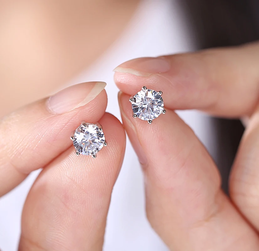 

Girl Ear Nail 5mm AAA Zircon Stone Colorful Crystal Wedding Stainless Steel Studs Silver Jewelry for Women Earrings Gifts
