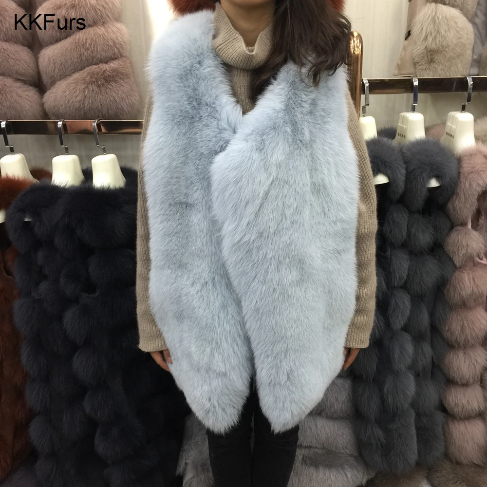 JKKFURS 2021 Новый Модный Зимний толстый теплый жилет из натурального Лисьего меха