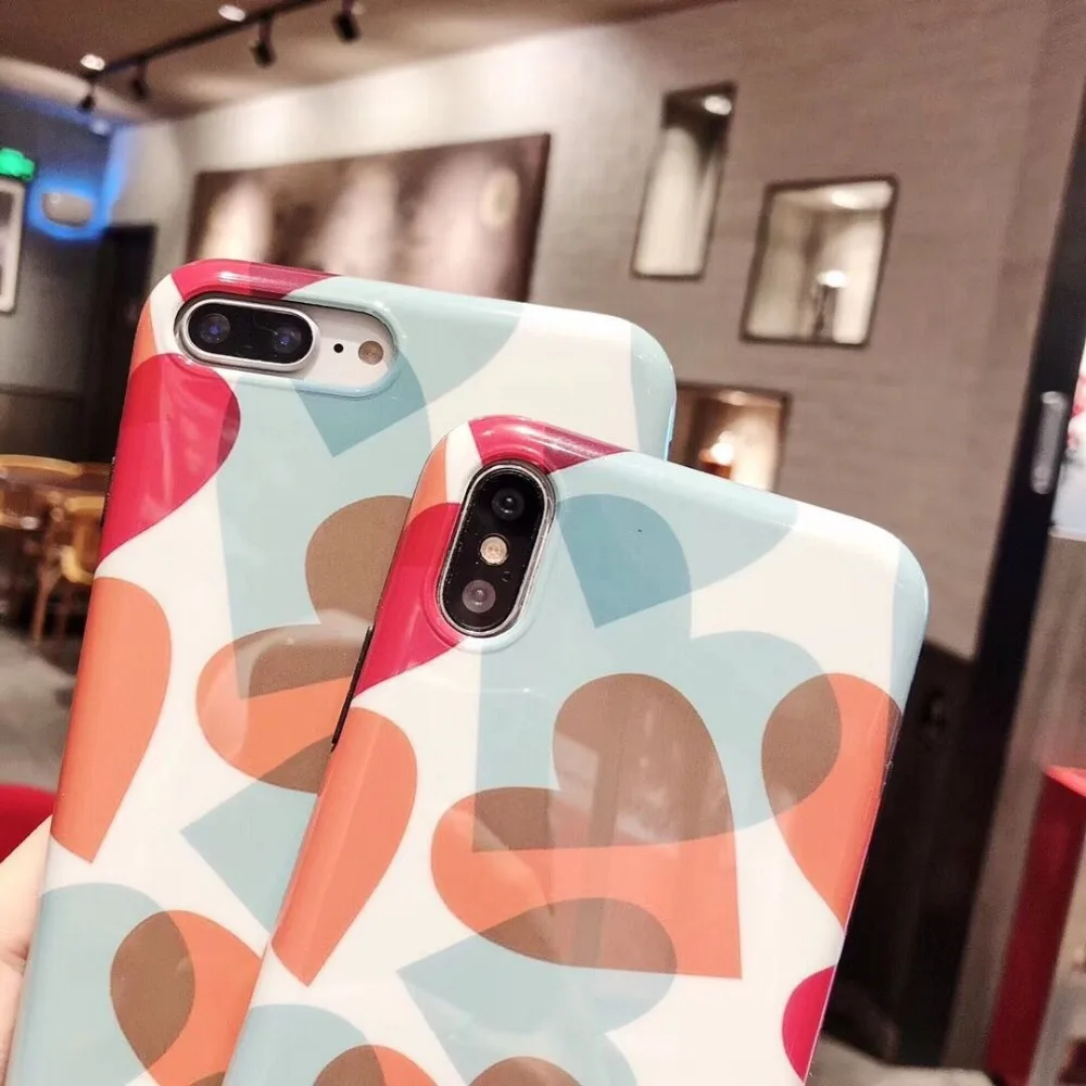 Туманно красоты для iphone X 7 plus 3D сердце любовь образцу телефон Silicagel Мягкие Tpu Чехлы