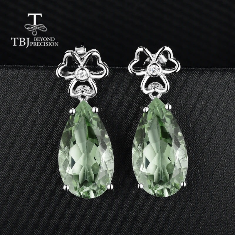 Серьги TBJ Big Drop с натуральным зеленым аметистом в ювелирных изделиях из 925-й стерлингового серебра для женщин и девочек в подарочной коробке.