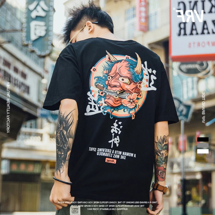 REM, хип-хоп футболка, мужская, с принтом «призрак», Китайский Персонаж, Harajuku, футболки, уличная одежда, весна-лето, футболка с коротким рукавом, топы, футболки - Цвет: black