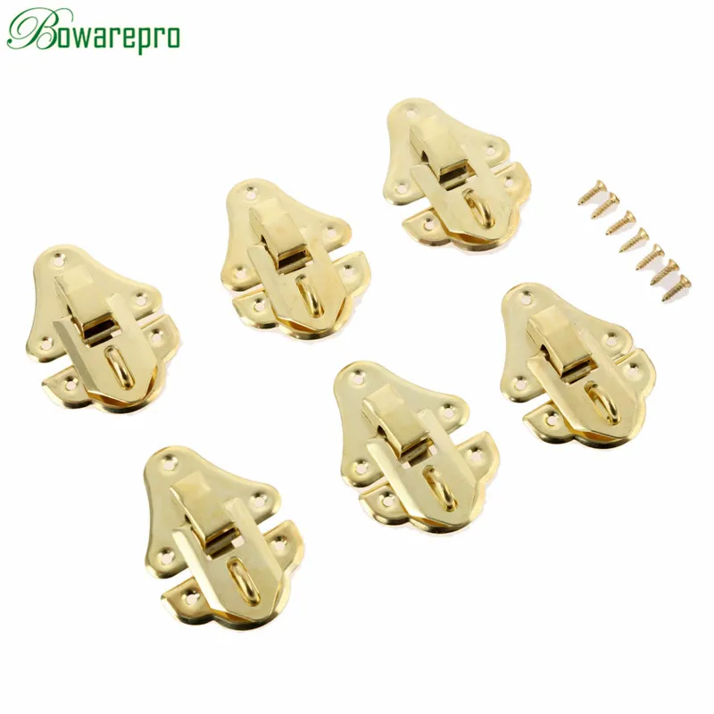 

bowarepro 6Pcs 48*35mm Box Latches Decorative Hasp Latch Toggle for Jewelry Wooden Box Suitcase With Screw Furniture Hardware