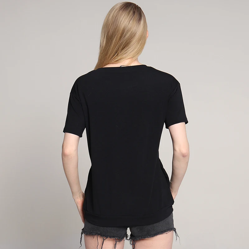 Весна-лето 2019 модная повседневная женская футболка с круглым вырезом и коротким