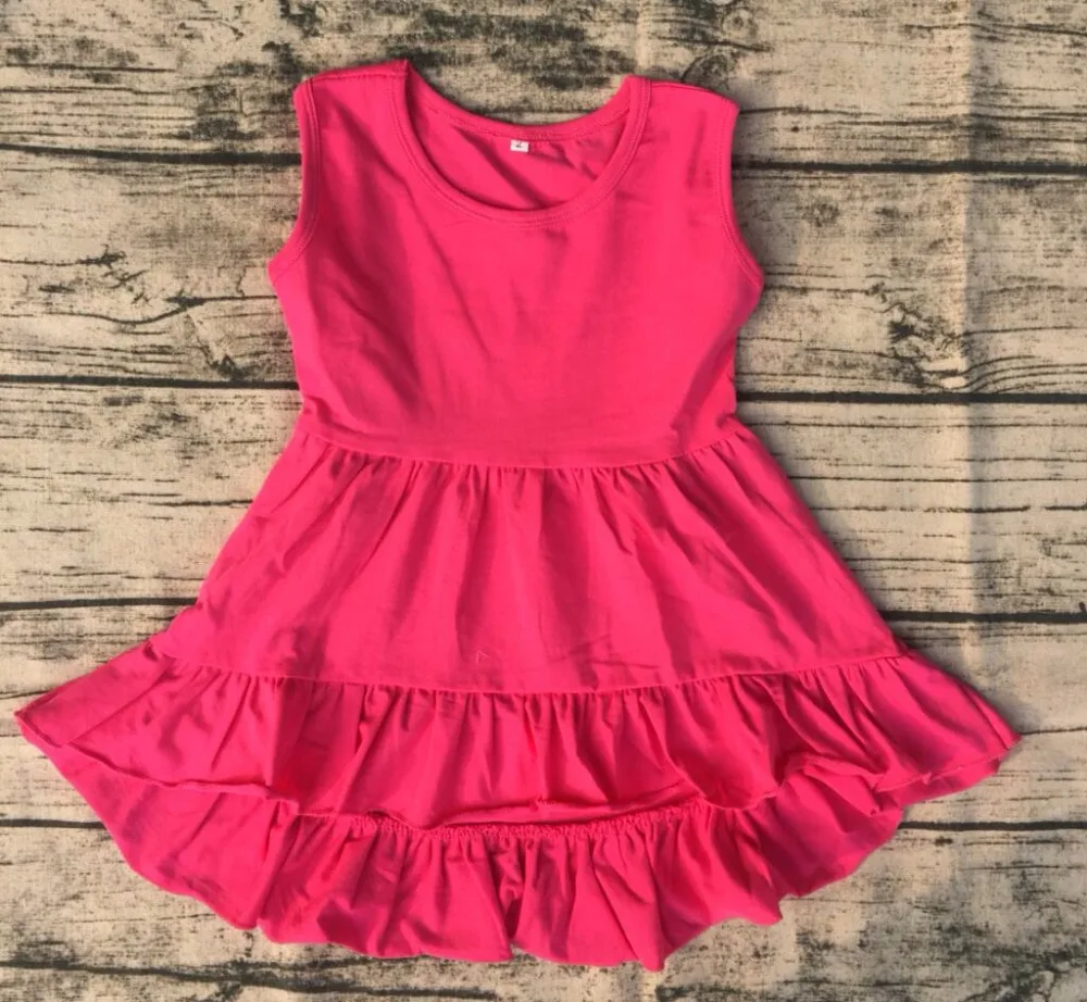 Latest Baby Unique Design Soft Cotton Fabric Front Short Back Long Tunic Children Ruffle Dress Wholesale Girl Fashion Dress. | Детская