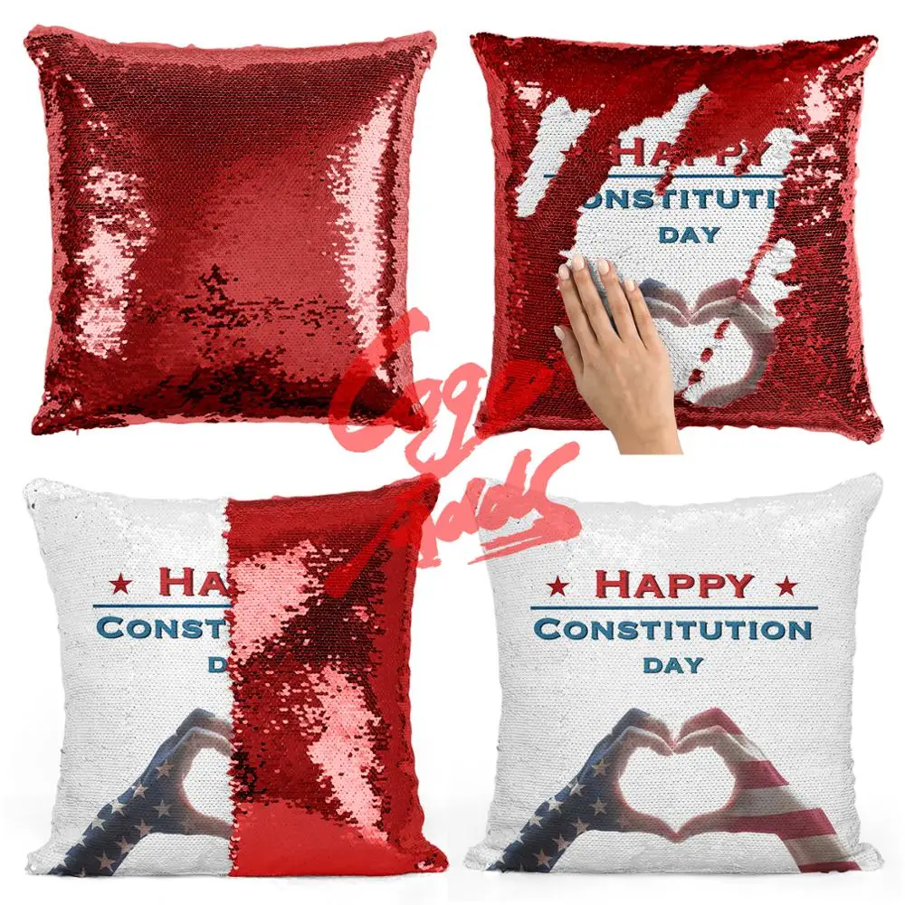

Constitution Day Pillowcase 40*40 Sequin Throw Pillow Mermaid Cushion Cover Decorative Reversible