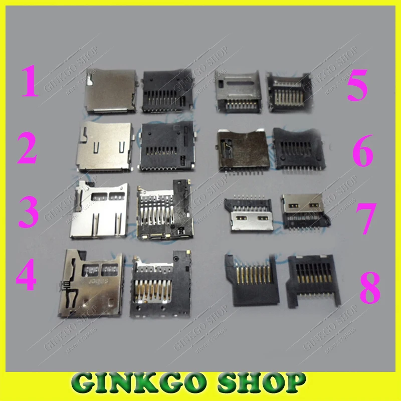 40 шт./лот 8 моделей мобильный телефон слот карты Micro SD Разъем для TF внутренний