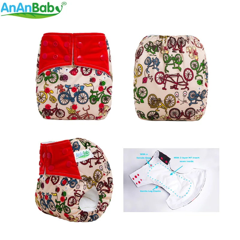 2017 Новый дизайн Ananbaby! Экологичные тканевые подгузники многоразовые для