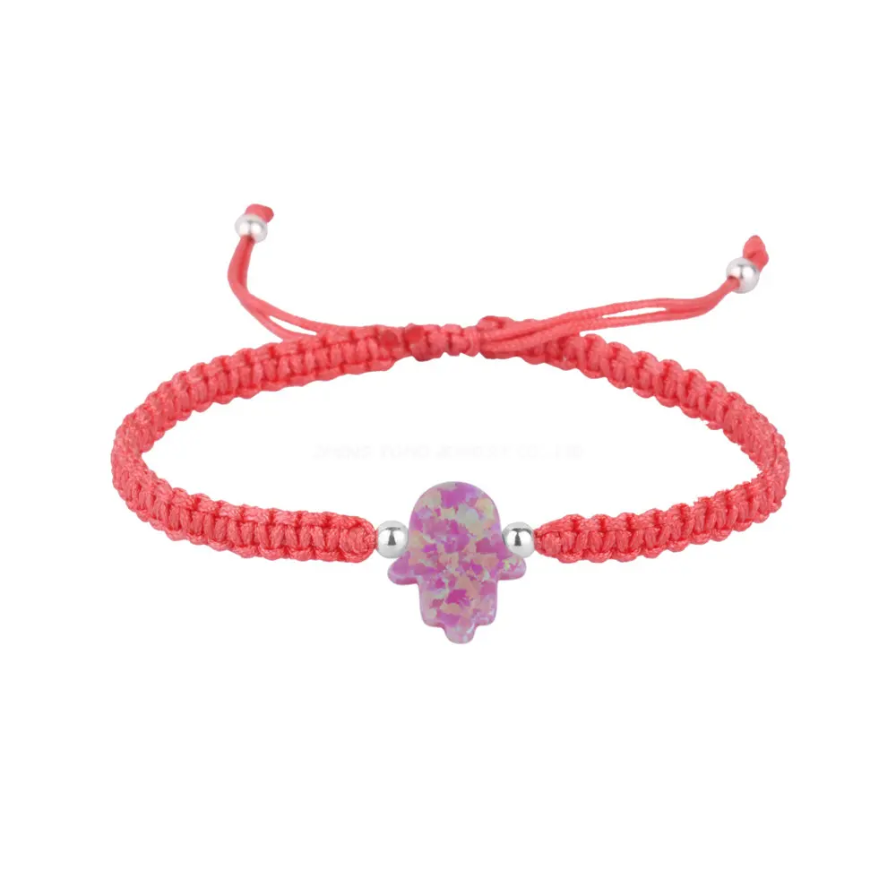 OP10-Pink 11*13 мм хамса с многоцветными нейлоновыми веревками нити узлы регулируемые браслеты - Окраска металла: OP10-Pink