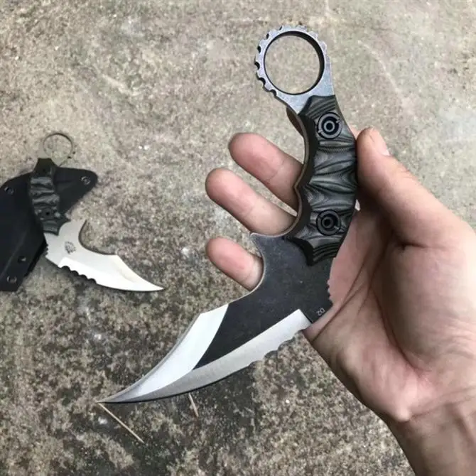 NewG10 ручка karambit 60HRC камень мыть k оболочка тактический AUS8 лезвие EDC инструмент
