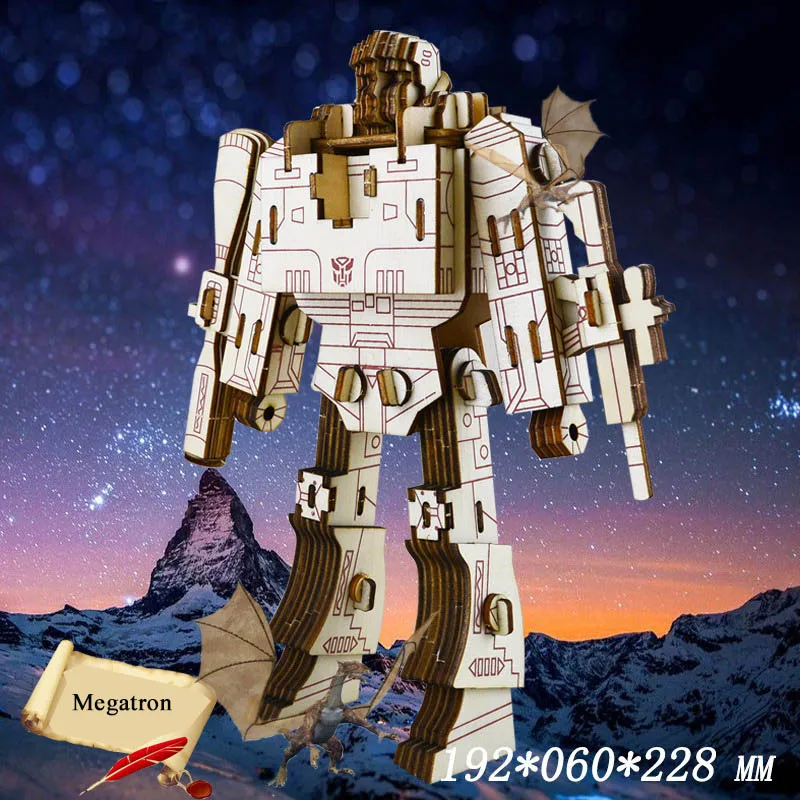 Megatron DIY трансформер игрушки 3D деревянная модель строительные наборы игрушки хобби для детей и взрослых робот игрушка экшн-фигурка Сборная модель наборы - Цвет: Megatron