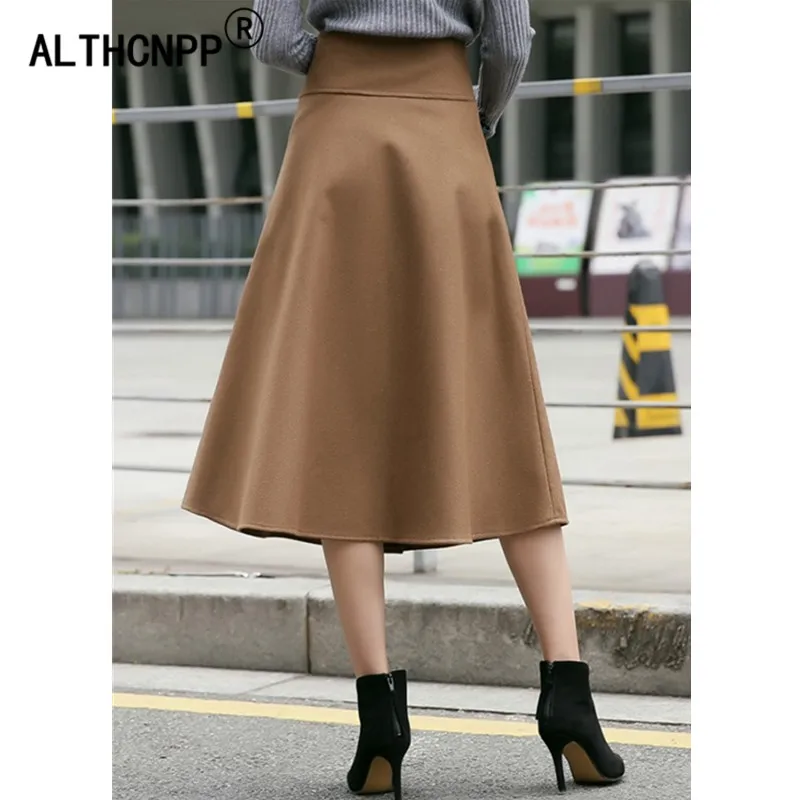 Женская облегающая шерстяная юбка трапеция длинная офисная с разрезом и высокой