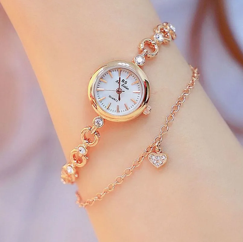 rose gold color Лидирующий бренд маленькие и элегантные женские наручные часы с маленьким циферблатом женские часы-браслет для девушек новые модные повседневные ювелирные часы Zegarek Damski - Цвет: rose gold color