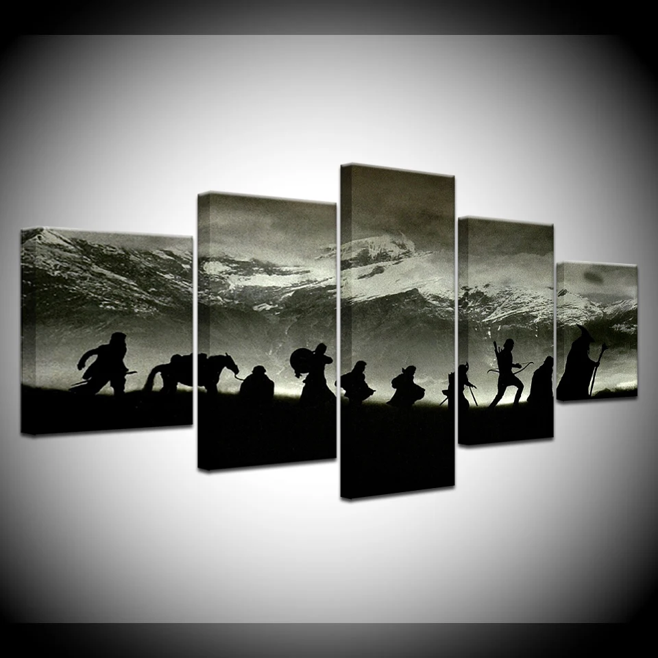 

The Fellowship of the Ring movie 5 piece Wallpapers modern Modular Poster art Canvas painting for Living Room Home Decor