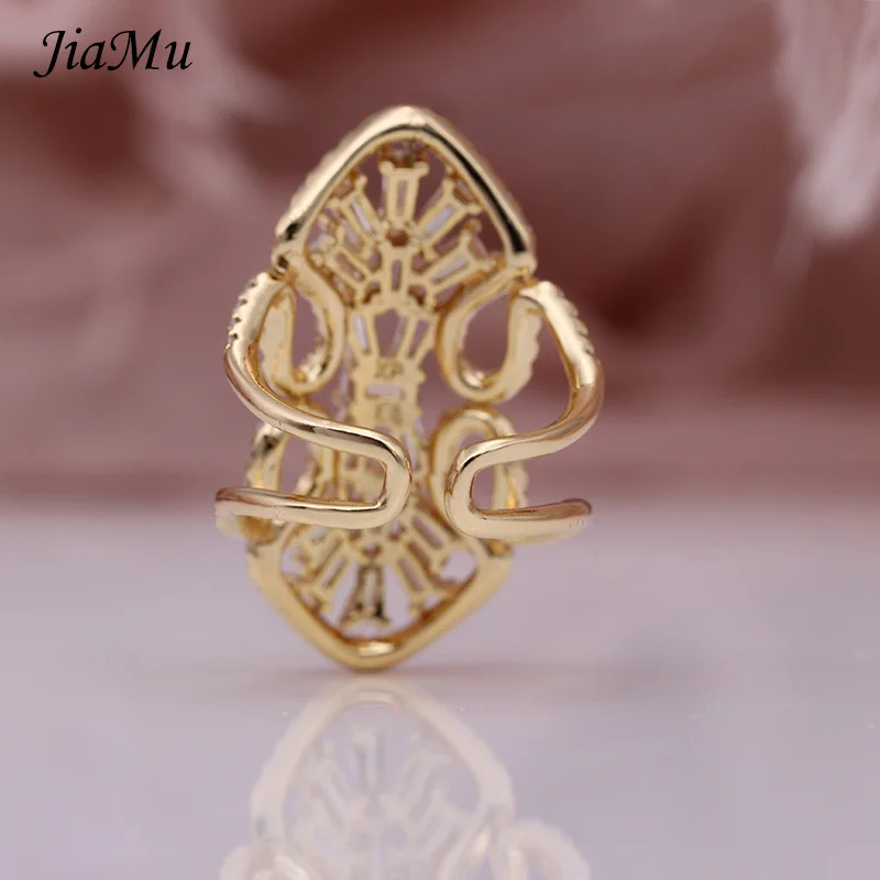 JiaMu/модное креативное популярное кольцо из натурального циркония, полые, 585 розовое золото, регулируемые кольца, женские вечерние свадебные украшения