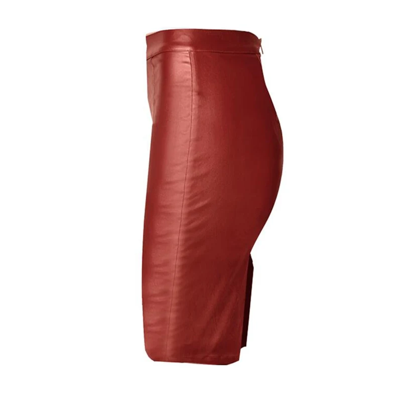 Женская облегающая юбка LOGAMI из искусственной кожи ярко красная с завышенной
