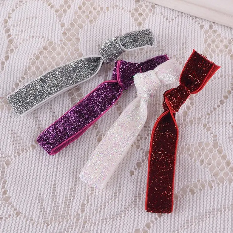 

1000pcs Elastic Silver Gold Black Glitter Hair Ties Free Shipping